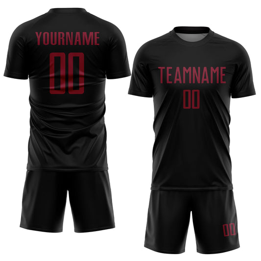 Custom Black Crimson Sublimation Soccer Uniform Jersey - Sky-Custom
