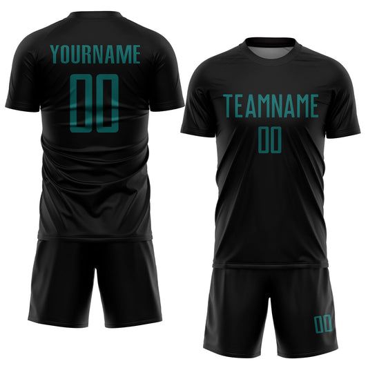 Custom Black Teal Sublimation Soccer Uniform Jersey - Sky-Custom