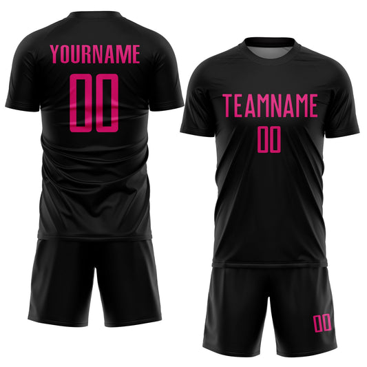 Custom Black Hot Pink Sublimation Soccer Uniform Jersey - Sky-Custom