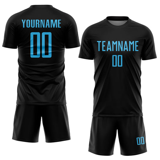 Custom Black Sky Blue Sublimation Soccer Uniform Jersey - Sky-Custom
