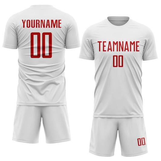 Custom White Red Sublimation Soccer Uniform Jersey - Sky-Custom