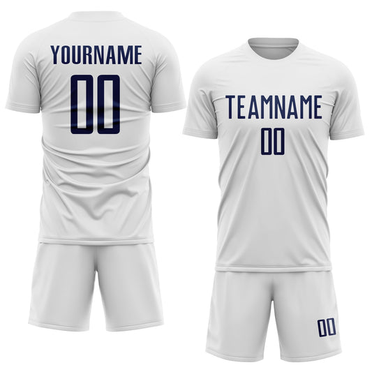 Custom White Navy Sublimation Soccer Uniform Jersey - Sky-Custom