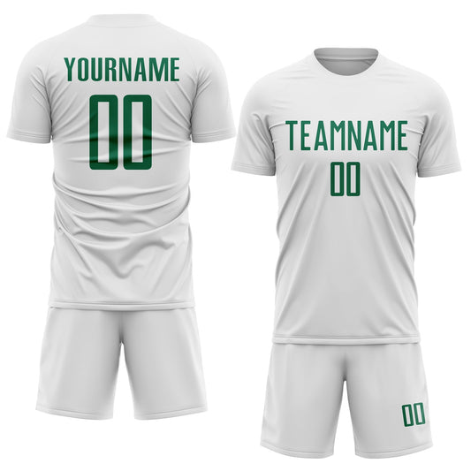 Custom White Kelly Green Sublimation Soccer Uniform Jersey - Sky-Custom