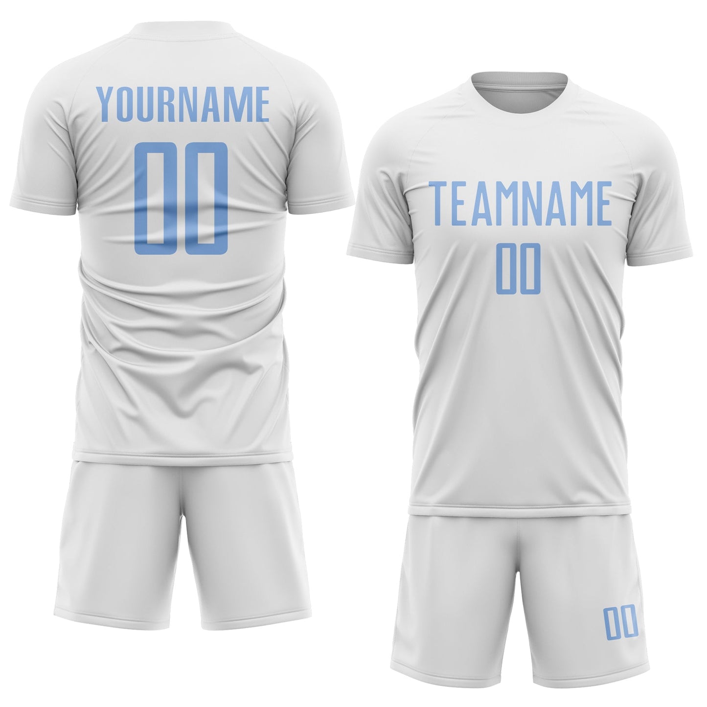Custom White Light Blue Sublimation Soccer Uniform Jersey - Sky-Custom
