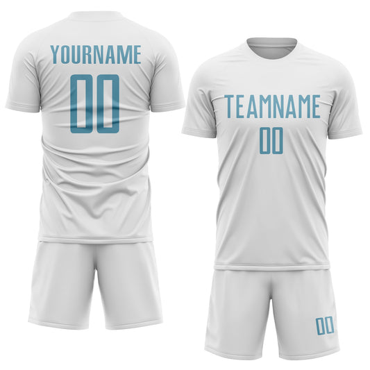 Custom White Shadow Blue Sublimation Soccer Uniform Jersey - Sky-Custom