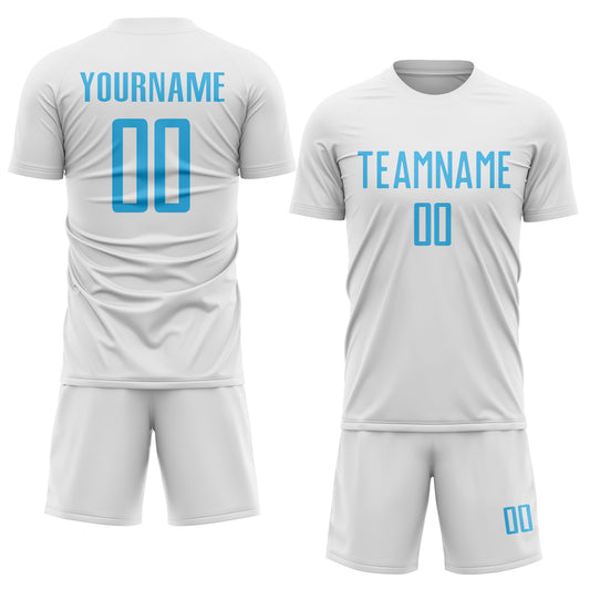 Custom White Sky Blue Sublimation Soccer Uniform Jersey - Sky-Custom