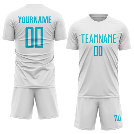 Custom White Lakes Blue Sublimation Soccer Uniform Jersey - Sky-Custom