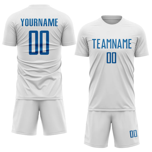 Custom White Blue Sublimation Soccer Uniform Jersey - Sky-Custom