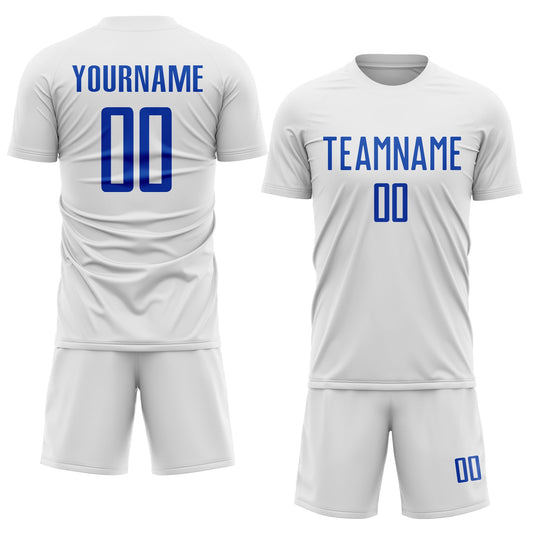 Custom White Thunder Blue Sublimation Soccer Uniform Jersey - Sky-Custom