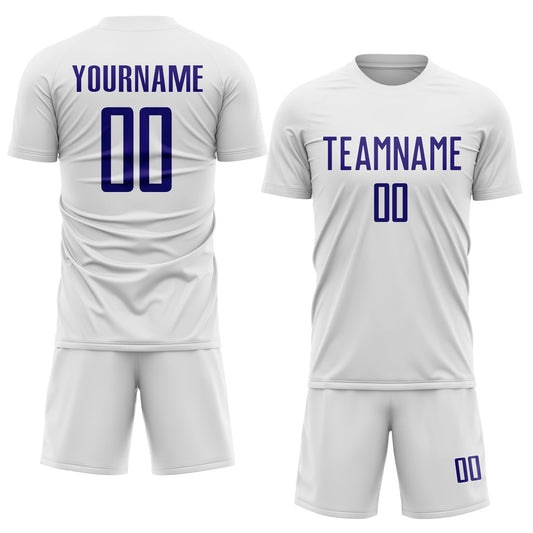 Custom White Dark Purple Sublimation Soccer Uniform Jersey - Sky-Custom