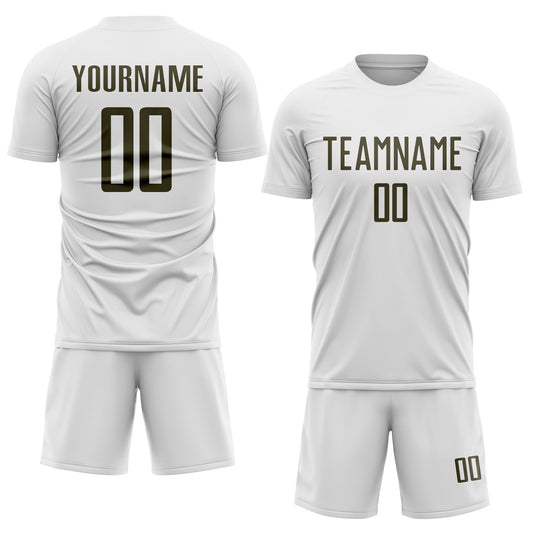 Custom White Olive Sublimation Soccer Uniform Jersey - Sky-Custom