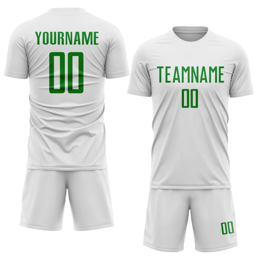 Custom White Grass Green Sublimation Soccer Uniform Jersey - Sky-Custom