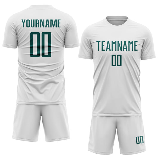 Custom White Midnight Green Sublimation Soccer Uniform Jersey - Sky-Custom