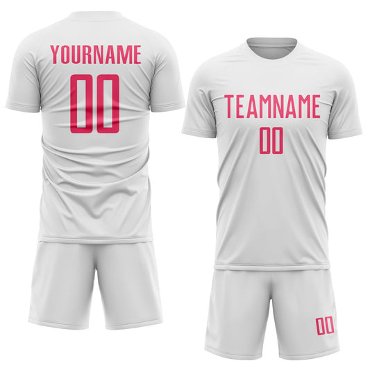 Custom White Neon Pink Sublimation Soccer Uniform Jersey - Sky-Custom