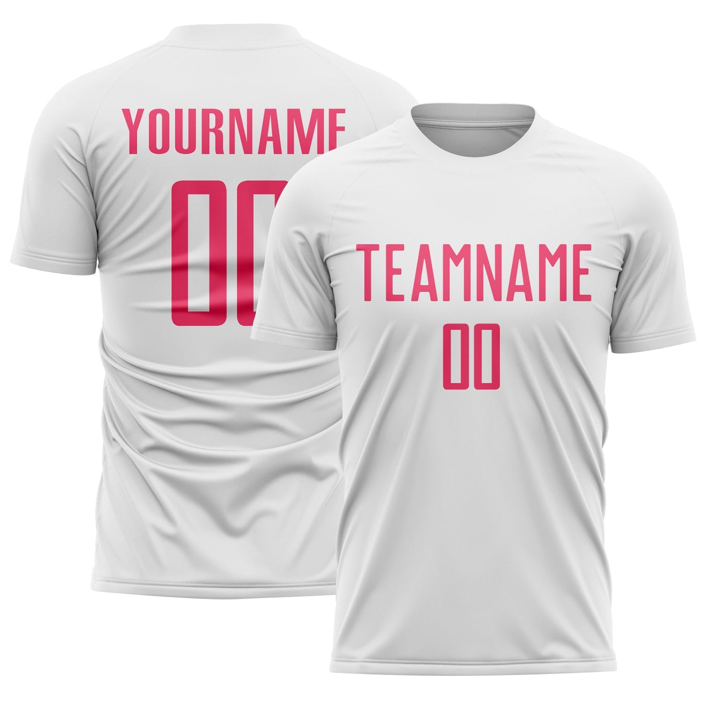 Custom White Neon Pink Sublimation Soccer Uniform Jersey - Sky-Custom