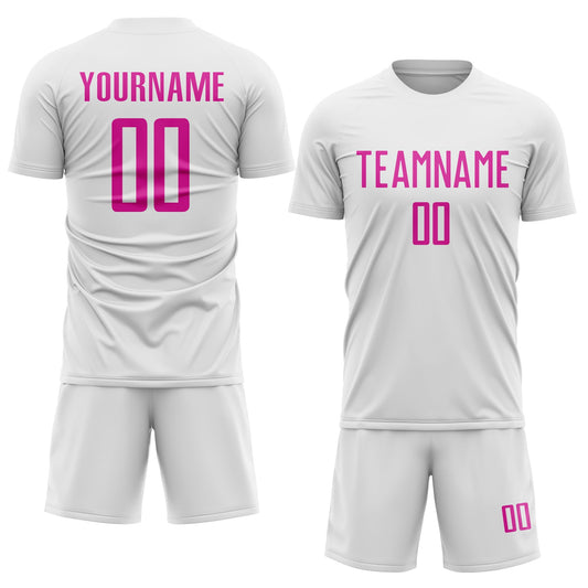 Custom White Deep Pink Sublimation Soccer Uniform Jersey - Sky-Custom
