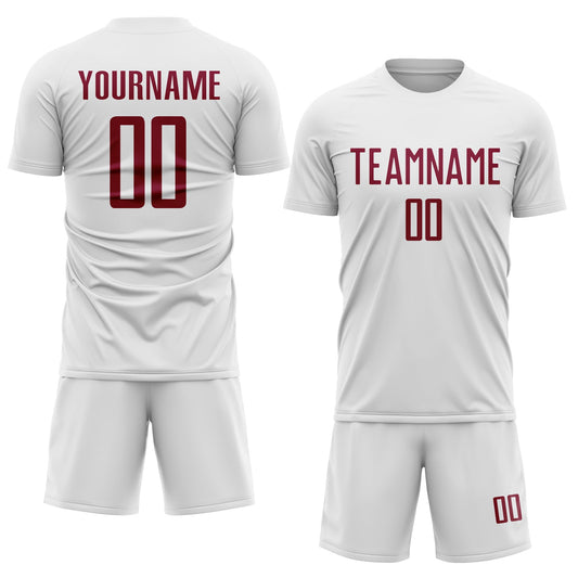 Custom White Maroon Sublimation Soccer Uniform Jersey - Sky-Custom