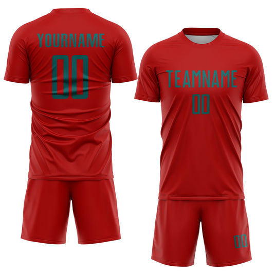Custom Red Teal Sublimation Soccer Uniform Jersey - Sky-Custom