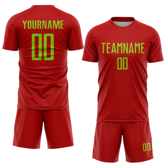Custom Red Neon Green Sublimation Soccer Uniform Jersey - Sky-Custom