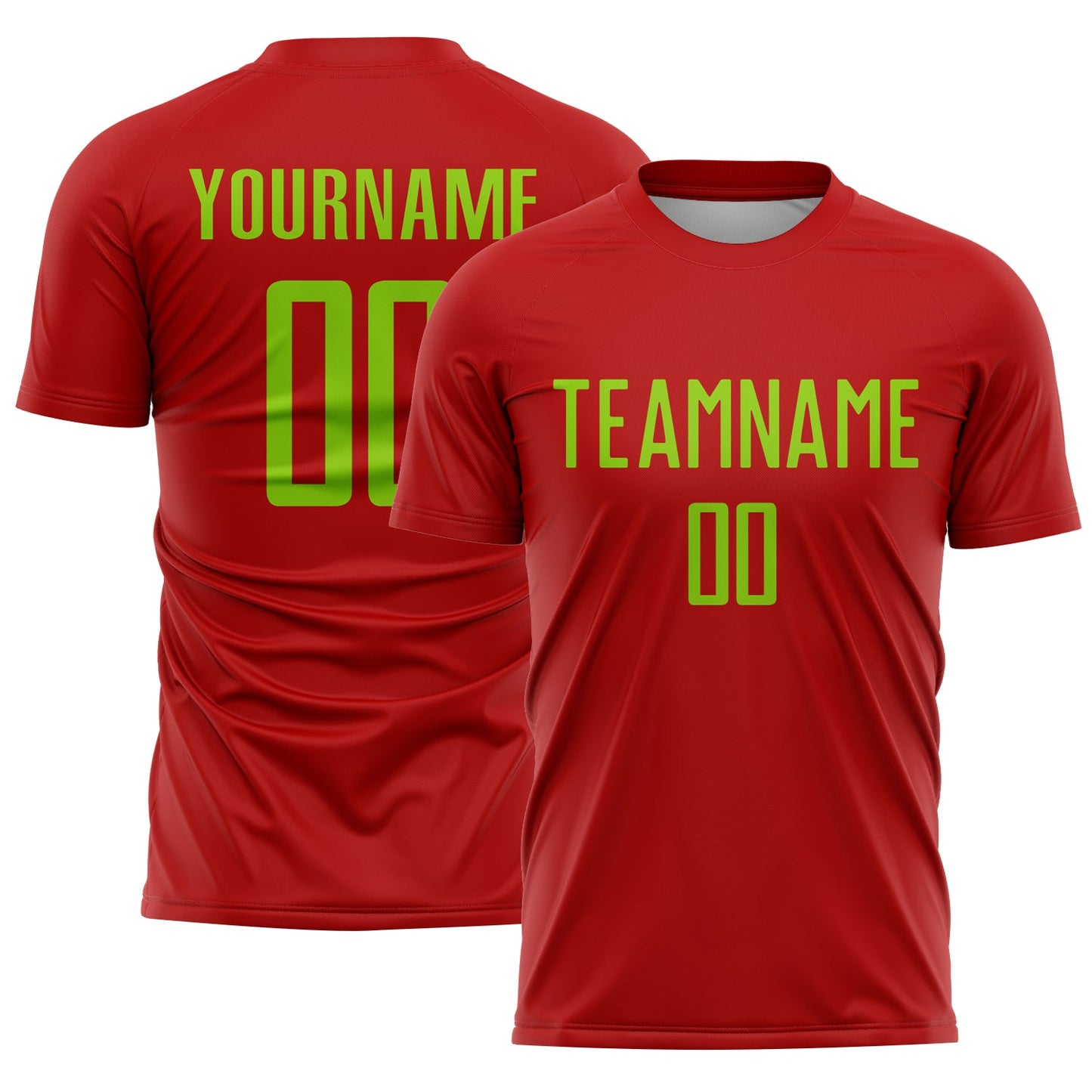Custom Red Neon Green Sublimation Soccer Uniform Jersey - Sky-Custom