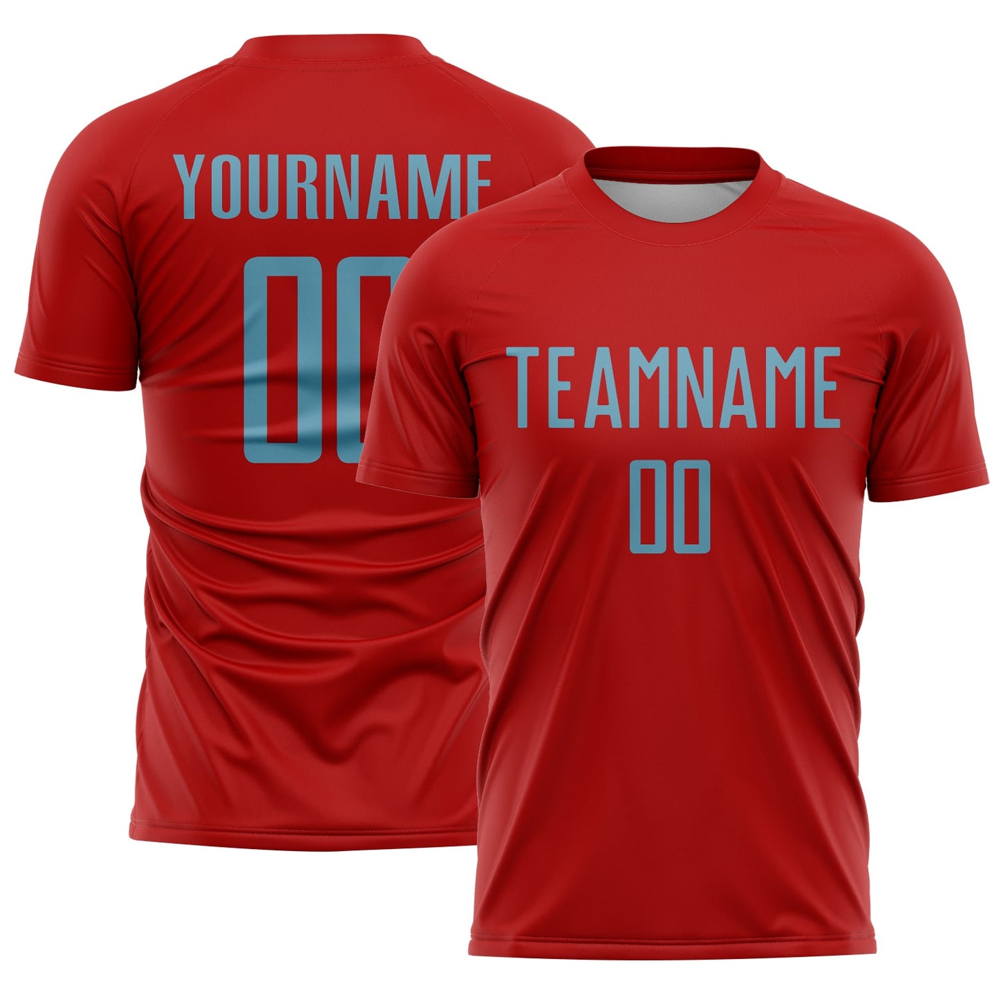 Custom Red Shadow Blue Sublimation Soccer Uniform Jersey - Sky-Custom