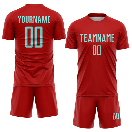 Custom Red Ice Blue Sublimation Soccer Uniform Jersey - Sky-Custom