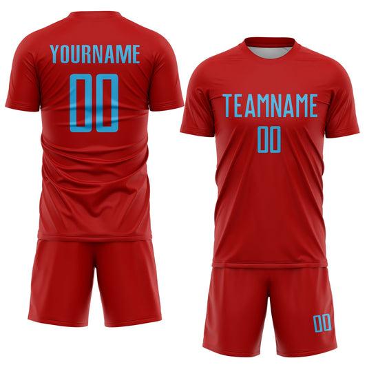 Custom Red Sky Blue Sublimation Soccer Uniform Jersey - Sky-Custom