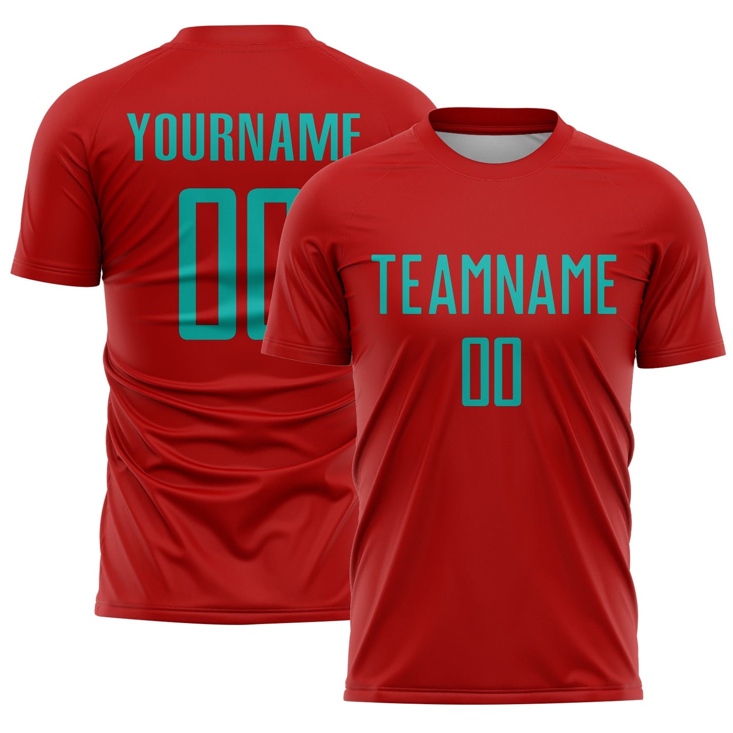 Custom Red Aqua Sublimation Soccer Uniform Jersey - Sky-Custom