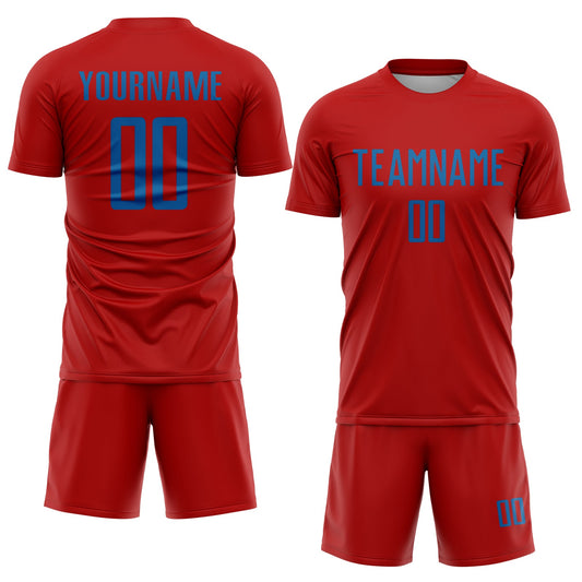 Custom Red Blue Sublimation Soccer Uniform Jersey - Sky-Custom