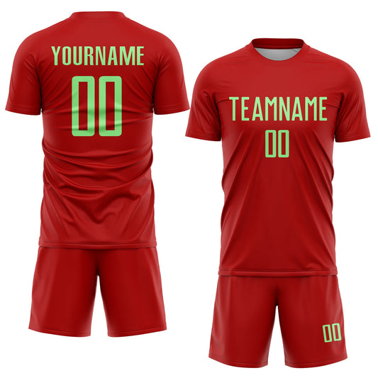 Custom Red Pea Green Sublimation Soccer Uniform Jersey - Sky-Custom