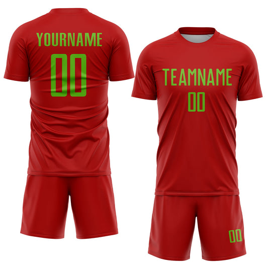 Custom Red Aurora Green Sublimation Soccer Uniform Jersey - Sky-Custom
