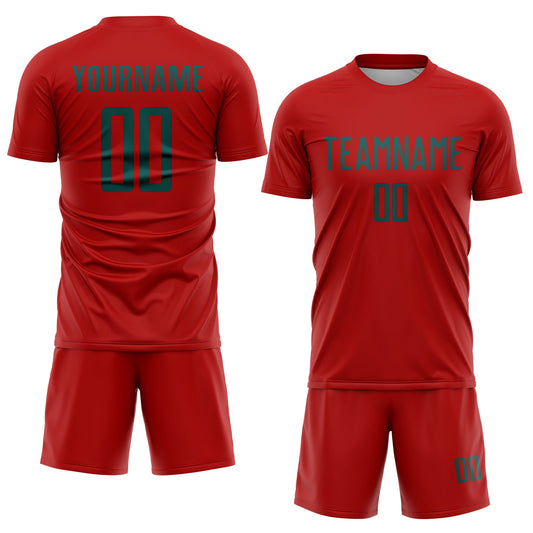 Custom Red Midnight Green Sublimation Soccer Uniform Jersey - Sky-Custom