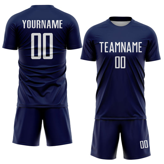 Custom Navy White Sublimation Soccer Uniform Jersey - Sky-Custom