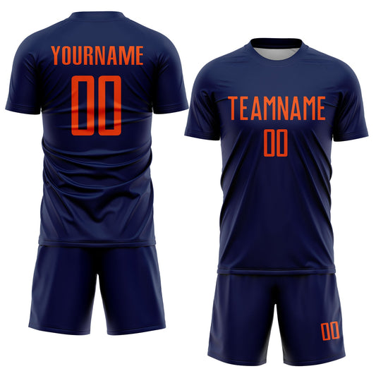 Custom Navy Orange Sublimation Soccer Uniform Jersey - Sky-Custom