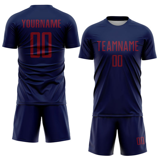 Custom Navy Crimson Sublimation Soccer Uniform Jersey - Sky-Custom