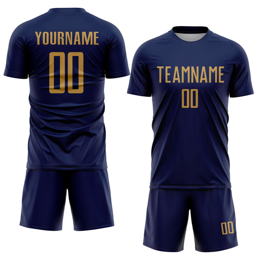 Custom Navy Old Gold Sublimation Soccer Uniform Jersey - Sky-Custom