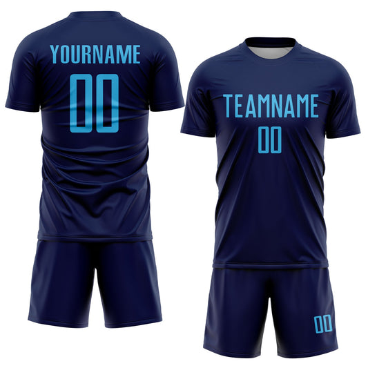 Custom Navy Sky Blue Sublimation Soccer Uniform Jersey - Sky-Custom