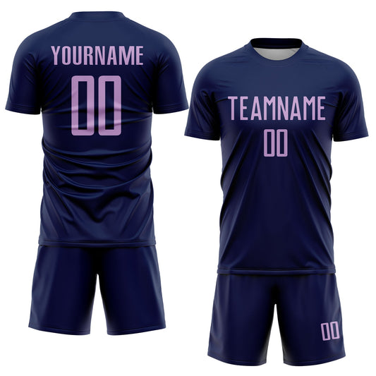 Custom Navy Light Purple Sublimation Soccer Uniform Jersey - Sky-Custom