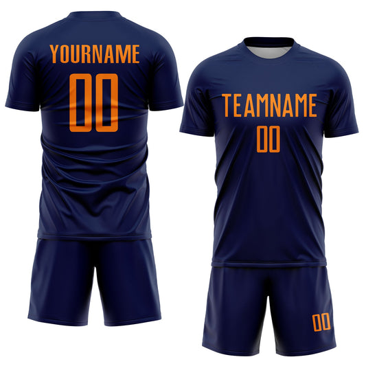 Custom Navy Bay Orange Sublimation Soccer Uniform Jersey - Sky-Custom