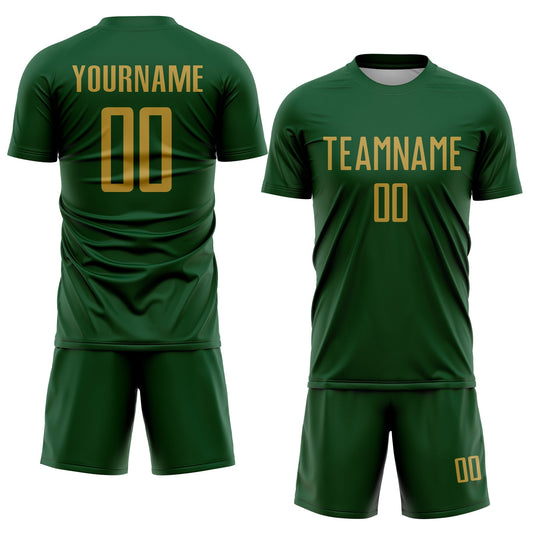 Custom Green Old Gold Sublimation Soccer Uniform Jersey - Sky-Custom