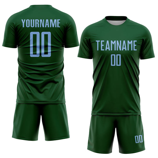 Custom Green Light Blue Sublimation Soccer Uniform Jersey - Sky-Custom