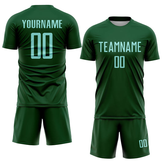 Custom Green Ice Blue Sublimation Soccer Uniform Jersey - Sky-Custom