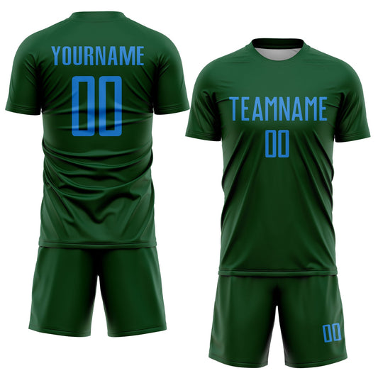 Custom Green Powder Blue Sublimation Soccer Uniform Jersey - Sky-Custom