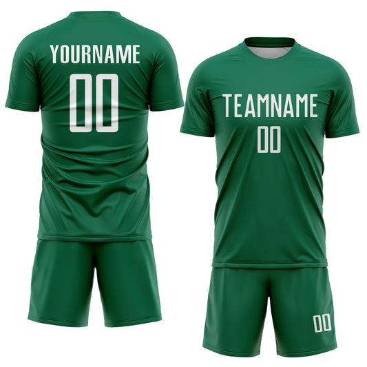 Custom Kelly Green White Sublimation Soccer Uniform Jersey - Sky-Custom