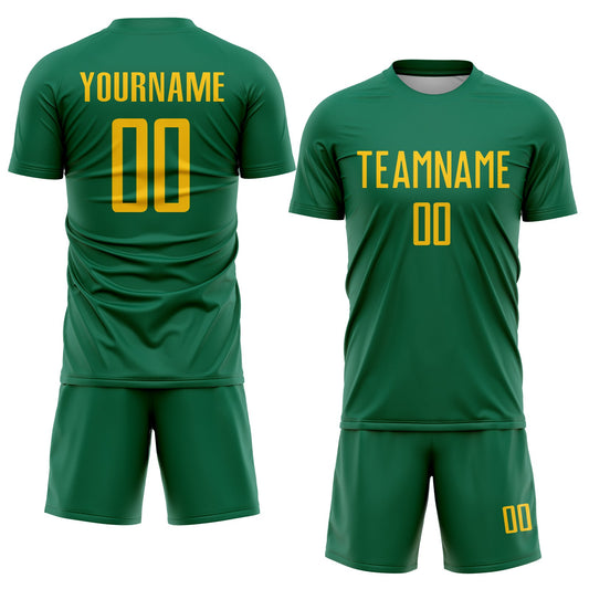 Custom Kelly Green Yellow Sublimation Soccer Uniform Jersey - Sky-Custom