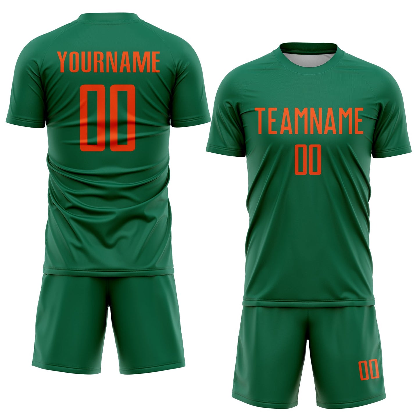 Custom Kelly Green Orange Sublimation Soccer Uniform Jersey - Sky-Custom