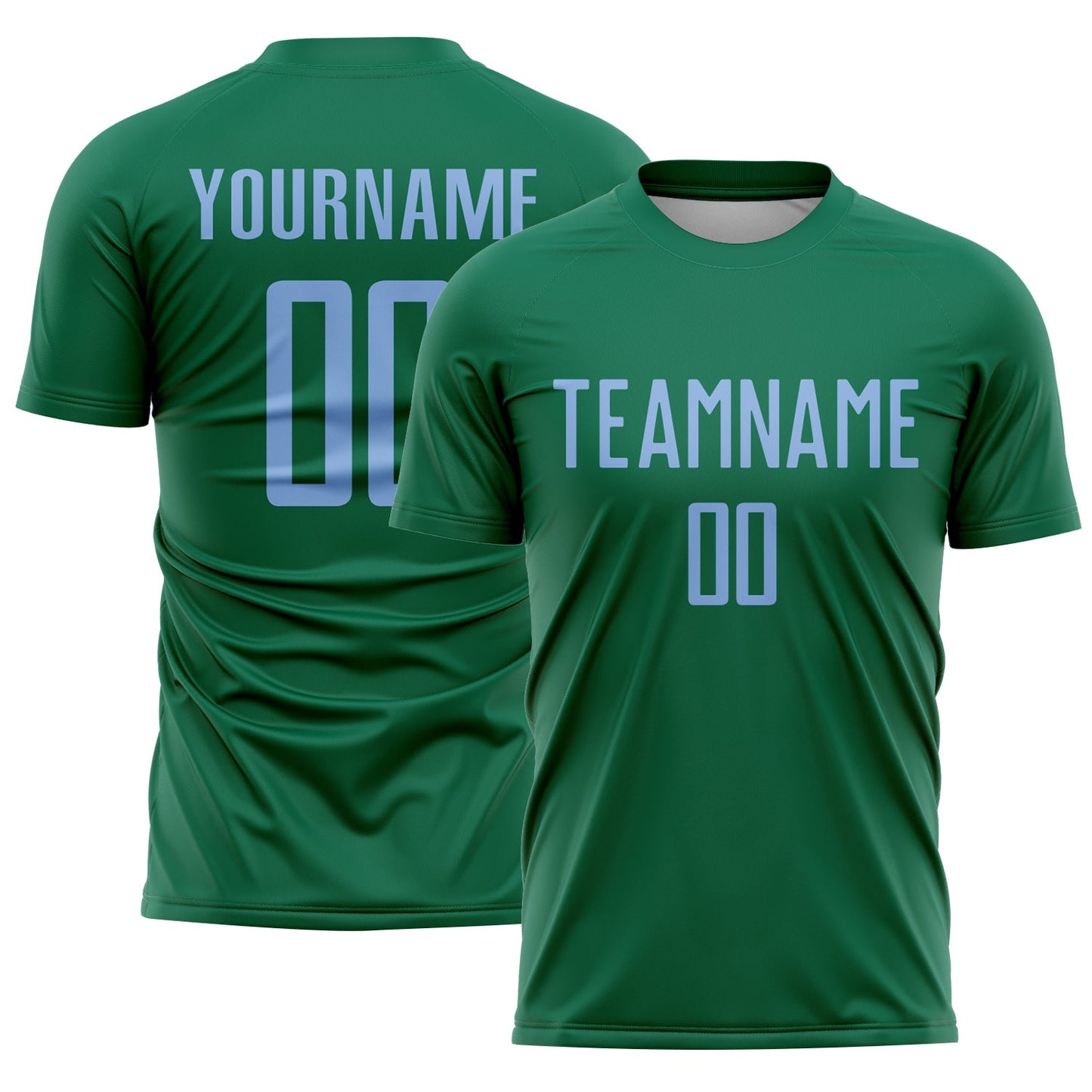 Custom Kelly Green Light Blue Sublimation Soccer Uniform Jersey - Sky-Custom