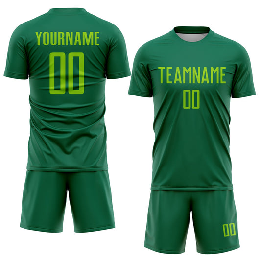 Custom Kelly Green Neon Green Sublimation Soccer Uniform Jersey - Sky-Custom