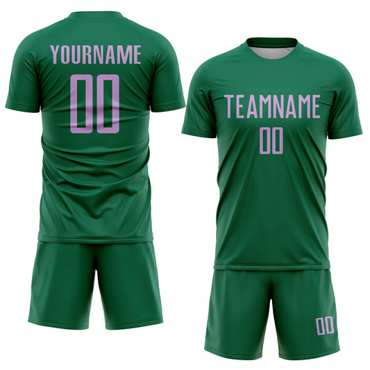 Custom Kelly Green Light Purple Sublimation Soccer Uniform Jersey - Sky-Custom