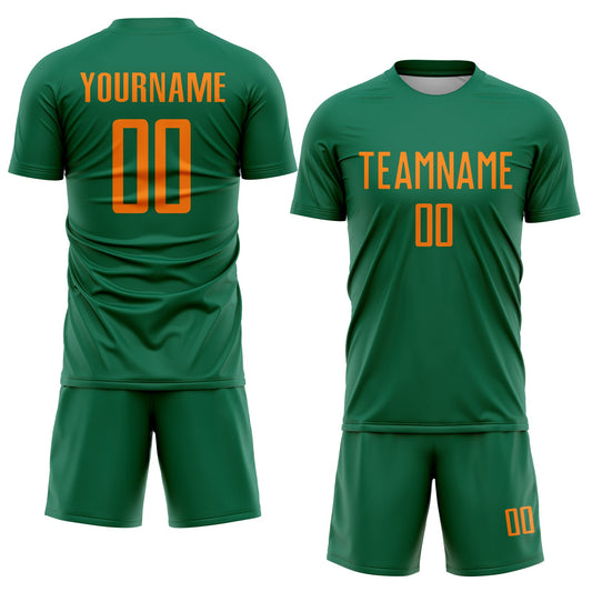 Custom Kelly Green Bay Orange Sublimation Soccer Uniform Jersey - Sky-Custom